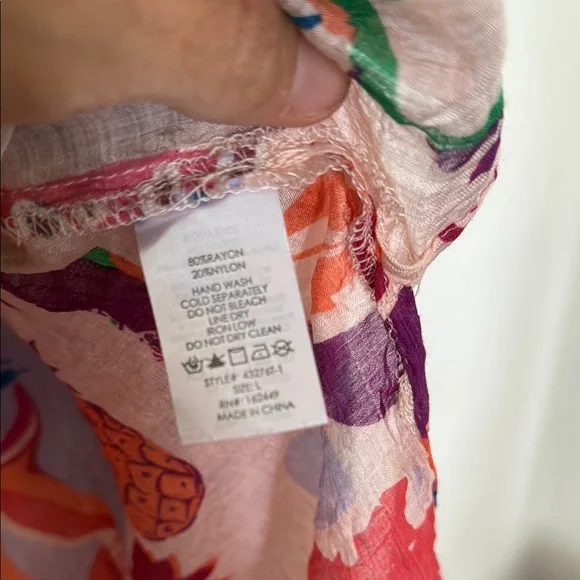 Milk & Honey Colorful Button Up Blouse in Pink Orange Blue Sz L - Picture 5 of 9